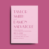 淡いピンク色マゼンはっきりしたタ色ユニークレトロ結婚s 招待状