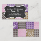 淡いピンク、紫、およびタウペキルテッドルック 名刺 (正面/裏面)