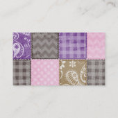 淡いピンク、紫、およびタウペキルテッドルック 名刺 (裏面)