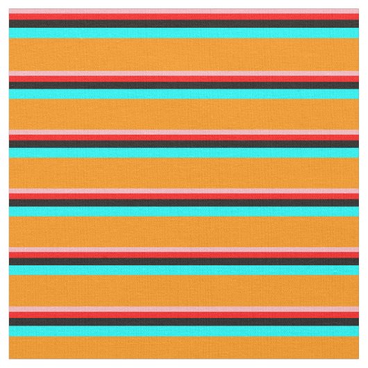淡いピンク、赤、黒、シアン、濃いオレンジ ファブリック (クローズアップ)