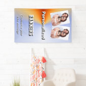 淡いブルーおよびオレンジ写真テンプレート 横断幕 (インサイチュ)