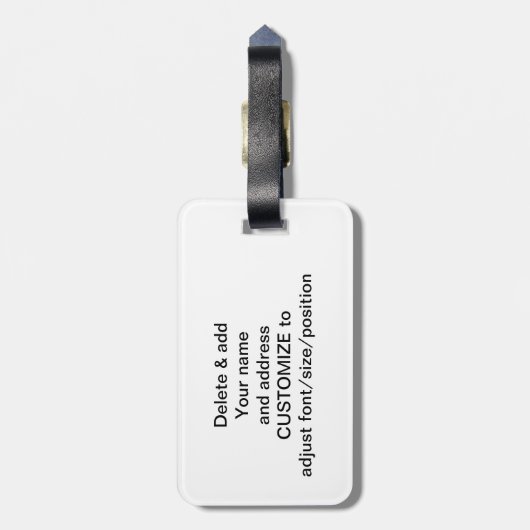 淡いブルーおよびフェイクなグリッター ラゲッジタグ (裏面縦)