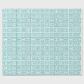 淡いブルーおよび白いギリシャ人の鍵 ラッピングペーパー (フラット)