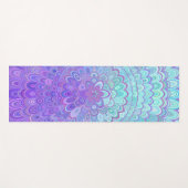 淡いブルーおよび紫色の曼荼羅の花 ヨガマット (正面(横))