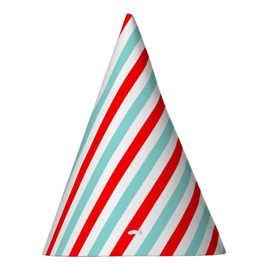 淡いブルーおよび赤くストライプのなパーティーの帽子 パーティーハット (右)