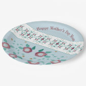 淡いブルーとターコイズソフトピンクフローラ ペーパープレート (アングル)