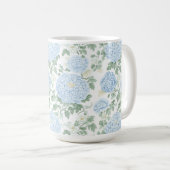 淡いブルーとホワイトのお花  コーヒーマグカップ (正面右)