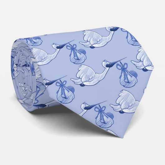 淡いブルーのこうのとり ネクタイ (ロール)