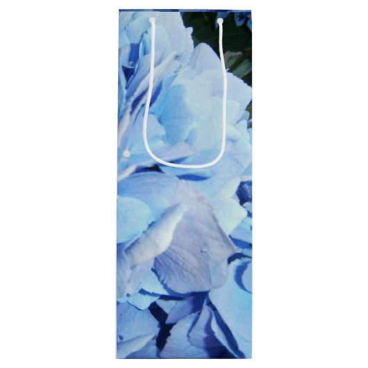 淡いブルーのアジサイ ワインギフトバッグ (正面)