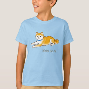 淡いブルーのカラーのピクセルアートを持つ柴犬 Tシャツ