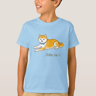 淡いブルーのカラーのピクセルアートを持つ柴犬 Tシャツ