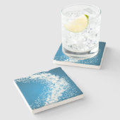 淡いブルーのクリスマスの雪片 ストーンコースター (横)
