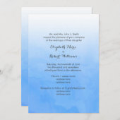 淡いブルーのグラデーションな水彩画 招待状 (正面/裏面)