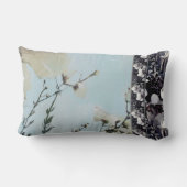 淡いブルーのケシの黒の蘭のストライプの装飾用クッション ランバークッション (裏面)