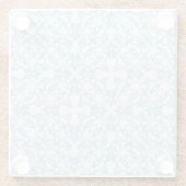 淡いブルーのダマスク織 ガラスコースター (裏面)