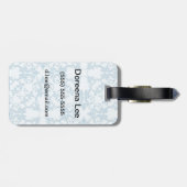 淡いブルーのダマスク織 ラゲッジタグ (裏面横)