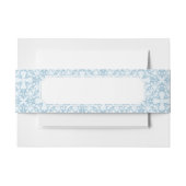 淡いブルーのダマスク織 招待状ベリーバンド (正面例)