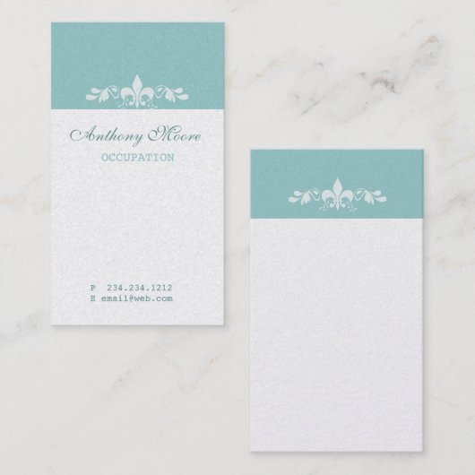 淡いブルーのチャーミングでフランスのな（紋章の）フラ・ダ・リのモチーフ 名刺 (正面/裏面)