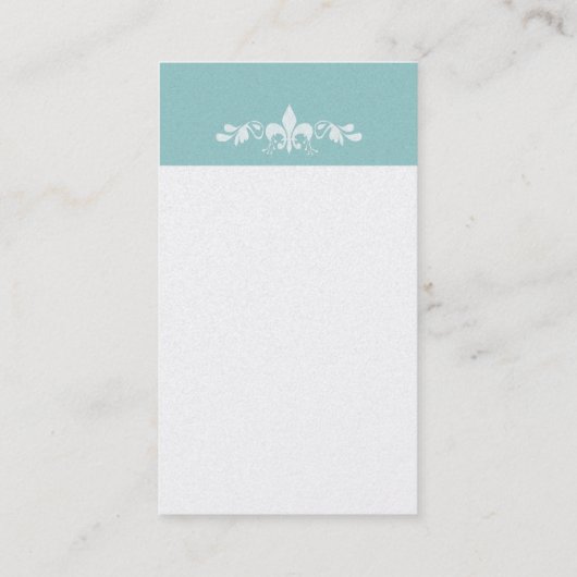 淡いブルーのチャーミングでフランスのな（紋章の）フラ・ダ・リのモチーフ 名刺 (裏面)