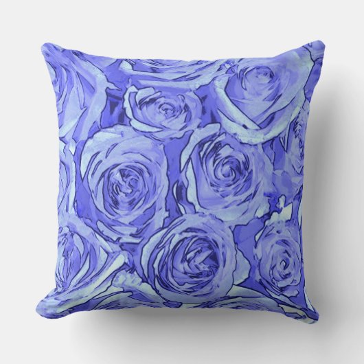 淡いブルーのバラ クッション (正面)