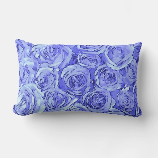 淡いブルーのバラ ランバークッション (正面)