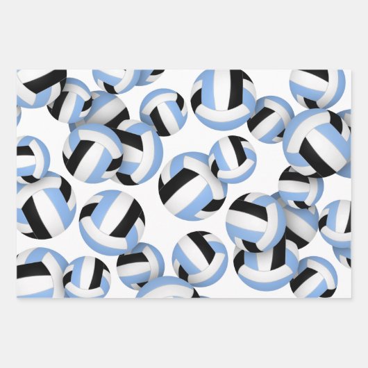 淡いブルーのバレーボールをコーディネート3 ラッピングペーパーシート (正面)