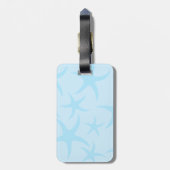 淡いブルーのヒトデパターン ラゲッジタグ (裏面縦)