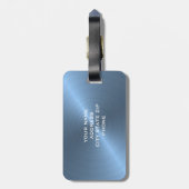 淡いブルーのブラシをかけられた金属モノグラムのイニシャル ラゲッジタグ (裏面縦)