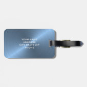 淡いブルーのブラシをかけられた金属モノグラムのイニシャル ラゲッジタグ (裏面横)