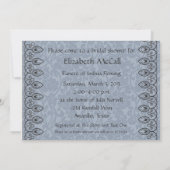 淡いブルーのブロケードのブライダルシャワーの招待状 招待状 (裏面)