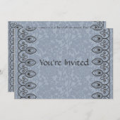 淡いブルーのブロケードのブライダルシャワーの招待状 招待状 (正面/裏面)