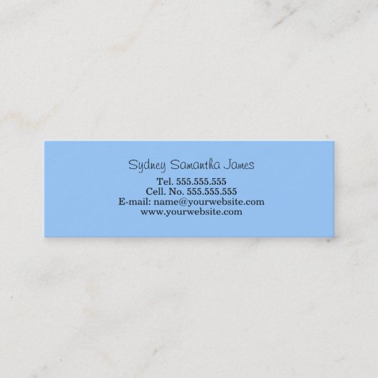 淡いブルーのプロフィールカード スキニー名刺 (正面)