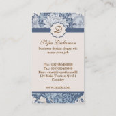 淡いブルーのヴィンテージの花模様の名刺 名刺 (裏面)