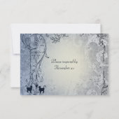 淡いブルーのヴィンテージのenvのぼろぼろの庭猫RSVP 出欠カード (裏面)