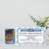 淡いブルーの写真の鉄道乗車券- 招待状 (スタンド正面)