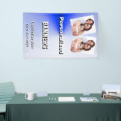 淡いブルーの写真テンプレート 横断幕 (トレードショー)