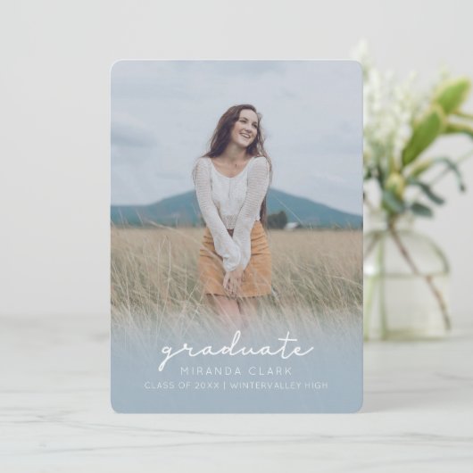 淡いブルーの大学院の発表 案内状 (スタンド正面)