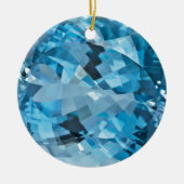 淡いブルーの宝石用原石のアクアマリン3月Birthstone セラミックオーナメント (正面)