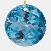 淡いブルーの宝石用原石のアクアマリン3月Birthstone セラミックオーナメント (裏面)