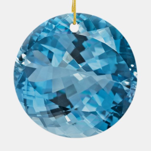 淡いブルーの宝石用原石のアクアマリン3月Birthstone セラミックオーナメント (裏面)