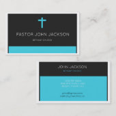 淡いブルーの教会名刺大臣 名刺 (正面/裏面)