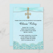 淡いブルーの洗礼の《キリスト教》洗礼式や命名式の招待状 招待状 (正面/裏面)