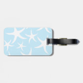 淡いブルーの白いヒトデパターン。 ラゲッジタグ (裏面横)