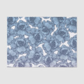 淡いブルーの白くおよび黒くモダンな線画の花 薄葉紙 (正面)