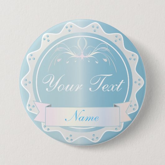 淡いブルーの結婚披露宴 缶バッジ (正面)
