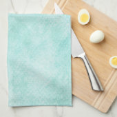 淡いブルーの緑の水彩画の紙の背景のブランク キッチンタオル (四つ折り)