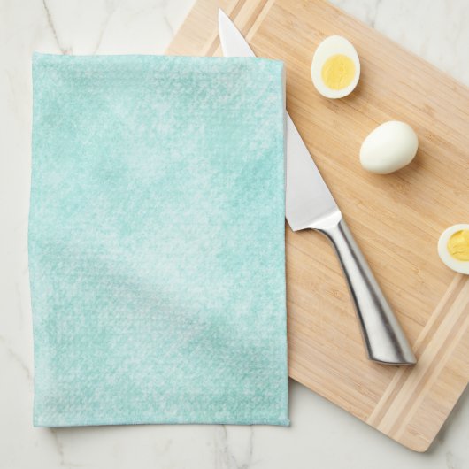 淡いブルーの緑の水彩画の紙の背景のブランク キッチンタオル (四つ折り)