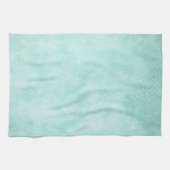 淡いブルーの緑の水彩画の紙の背景のブランク キッチンタオル (横)