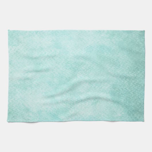 淡いブルーの緑の水彩画の紙の背景のブランク キッチンタオル (横)