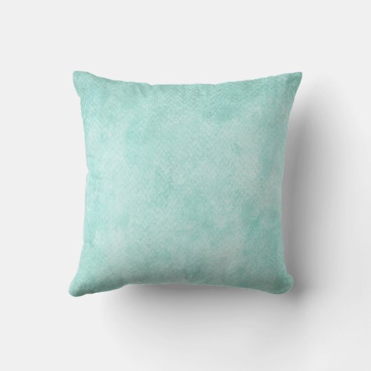 淡いブルーの緑の水彩画の紙の背景のブランク クッション (裏面)